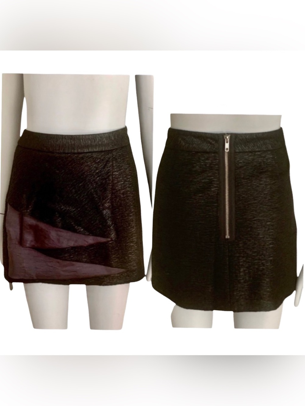 BCBGENERATION Black Shimmer Zip Mini Skirt Party Date Night